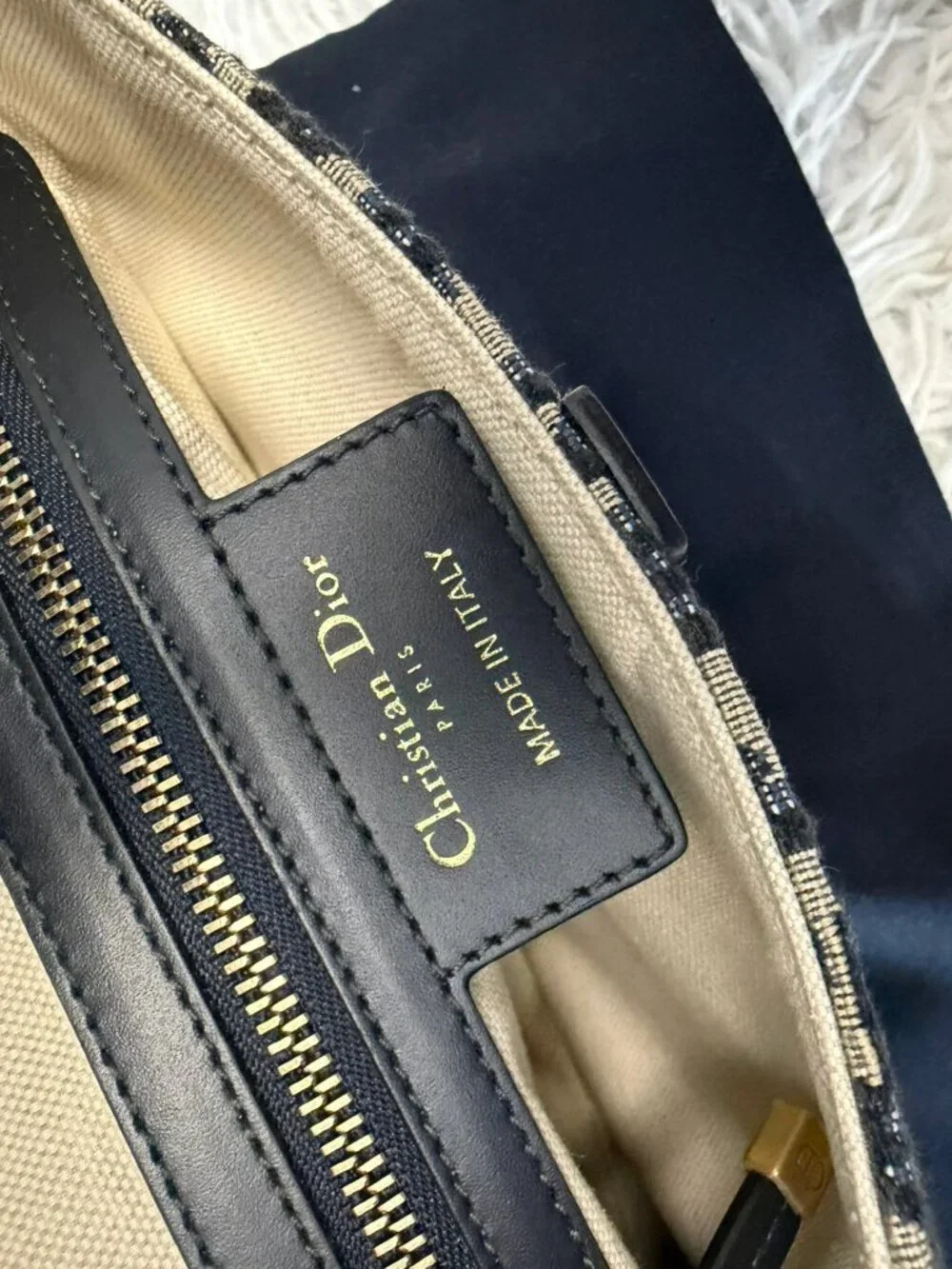 CHRISTIAN DIOR Oblique Saddle Bag With Strap in Blue - Picture 3 of 16